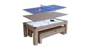 Hathaway Driftwood 7-Foot Air Hockey Table Tennis Combo Set with Benches | NG1137H BG1137H