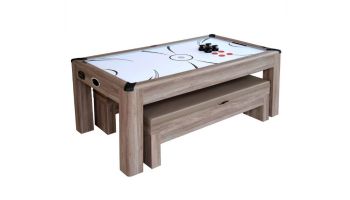 Hathaway Driftwood 7-Foot Air Hockey Table Tennis Combo Set with Benches | NG1137H BG1137H