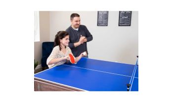 Hathaway Driftwood 7-Foot Air Hockey Table Tennis Combo Set with Benches | NG1137H BG1137H