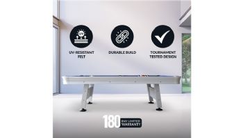 Hathaway Alpine 8-Ft. Outdoor Pool Table | White with Blue Felt | BG3147