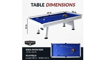 Hathaway Alpine 8-Ft. Outdoor Pool Table | White with Blue Felt | BG3147