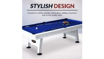 Hathaway Alpine 8-Ft. Outdoor Pool Table | White with Blue Felt | BG3147