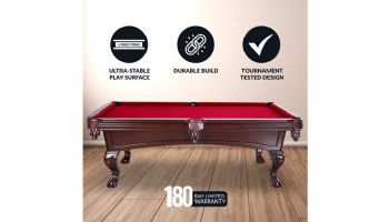 Hathaway Augusta 8-Foot Pool Table | Mahogany with Red Belt | NG2527 BG2527