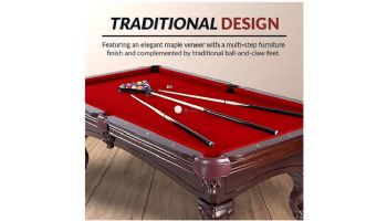Hathaway Augusta 8-Foot Pool Table | Mahogany with Red Belt | NG2527 BG2527