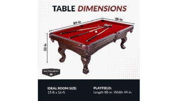 Hathaway Augusta 8-Foot Pool Table | Mahogany with Red Belt | NG2527 BG2527