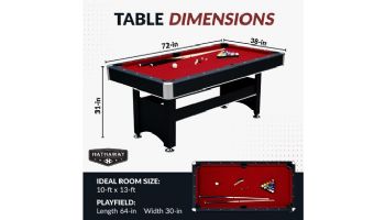 Hathaway Spartan 6-Ft. Pool Table with Table Tennis Top | Black with Red Felt | NG5031 BG50310