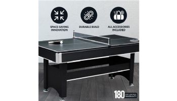 Hathaway Spartan 6-Ft. Pool Table with Table Tennis Top | Black with Red Felt | NG5031 BG50310