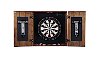 Hathaway Drifter Solid Wood Dartboard and Cabinet Set | Rustic Oak | BG1046-RUO