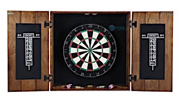 Hathaway Drifter Solid Wood Dartboard and Cabinet Set | Rustic Oak | BG1046-RUO