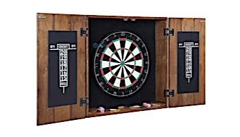 Hathaway Drifter Solid Wood Dartboard and Cabinet Set | Rustic Oak | BG1046-RUO