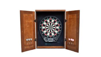 Hathaway Brookline Electronic Dartboard Cabinet Set | Walnut | NG5004 BG5004