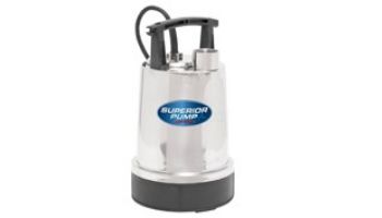 Superior Pump Stainless Steel Utility Pump | Top Discharge | 3300 GPH 1/3 HP 25-Foot Cord 120V | 91392