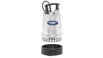 Superior Pump Stainless Steel Utility Pump | Top Discharge | 3300 GPH 1/3 HP 25-Foot Cord 120V | 91392