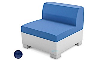 Ledge Lounger Affinity Collection Sectional | Middle Piece White Base | Mediterranean Blue Standard Fabric Cushion | LL-AF-S-M-SET-W-STD-4652