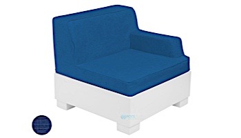 Ledge Lounger Affinity Collection Sectional | Left Armchair Piece White Base | Mediterranean Blue Standard Fabric Cushion | LL-AF-S-LA-SET-W-STD-4652