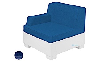 Ledge Lounger Affinity Collection Sectional | Right Armchair Piece White Base | Mediterranean Blue Standard Fabric Cushion | LL-AF-S-RA-SET-W-STD-4652