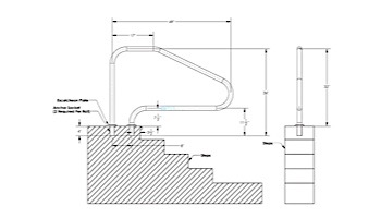 Inter-Fab Deck Top Mounted D4D 4 Bend Stair Rail | 1.90" x .065" Thickness 316L Marine Grade Stainless Steel | D4D065-MG