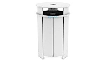 Ledge Lounger Mainstay Collection Outdoor Round Trash Bin | White | LL-MS-TB-RD-WH