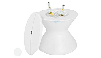 Ledge Lounger Signature Collection 22" Side Table with Lid and Umbrella Hole | White | LL-SG-ST-22LH-W