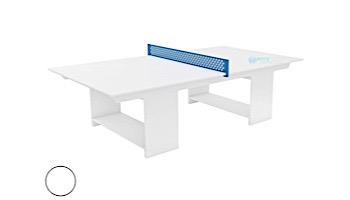 Ledge Lounger Outdoor Games Collection Ping Pong Table | White | White Paddles and Sky Blue Net | LL-GM-PG-WH-WH-SB
