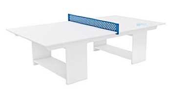 Ledge Lounger Outdoor Games Collection Ping Pong Table | White | White Paddles and Sky Blue Net | LL-GM-PG-WH-WH-SB