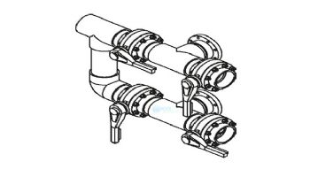Waterco Manual 4-Valve 4" Commercial Manifolds for Single Vertical Filter with 4" Flange Ports | M4Vf4X4