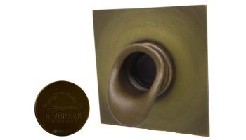 Black Oak Foundry Short Scupper with Square Backplate | Antique Brass / Bronze Finish | S65-AB | S69-Square-AB