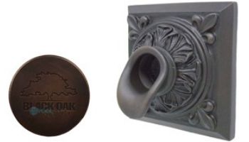 Black Oak Foundry Square Short Oak Leaf Scupper | Almost Black Finish | S61-BLK
