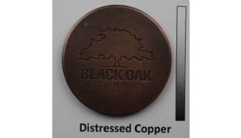 Black Oak Foundry Roman Scupper with Round Backplate | Distressed Copper Finish | S55-DC