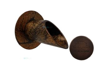 Black Oak Foundry 2.5" Deco Wall Scupper with Round Backplate | Distressed Copper Finish | S903-DC