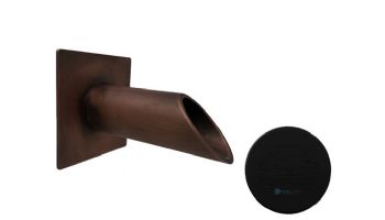 Black Oak Foundry 1.5" Deco Wall Scupper with Square Backplate | Almost Black Finish | S921-BLK