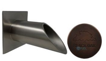 Black Oak Foundry 2" Deco Wall Scupper with Square Backplate | Antique Brass / Bronze Finish | S922-AB
