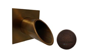 Black Oak Foundry 2.5" Deco Wall Scupper with Square Backplate | Distressed Copper Finish | S923-DC
