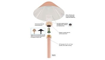 Sollos Modern Hat 7" LED Path Light | 12" Stem | Antique Brass | PMH070-AB-12