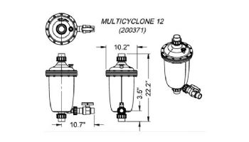 Waterco MultiCyclone MC12 1st Stage Centrifugal Water Filtration | Filter with 1.5" Connections | 200371