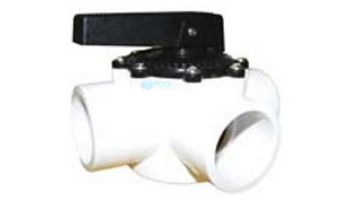 Waterco FPI Slip Fit Valve 3 Port with Teflon Seal | 1.5" x 2" | White with Black Top | 14853