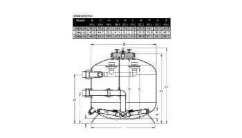 Waterco SM42-80 Side Mount Media  Filter | 12" Neck - 3" Connections | 9.83 Sq. Ft. 197 GPM | 22004280124NA