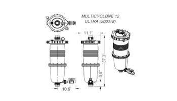 Waterco MultiCyclone Ultra MC12 Centrifugal Water Filtration - Cartridge Filter | 75sqft. - 1.5" | 200378 | 200378A