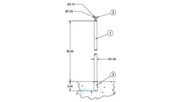 SR Smith 8' Top Eye Backstroke Stanchion | .109" Wall 304 Stainless Steel | 10167