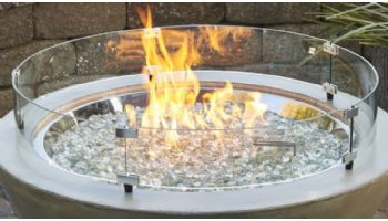 Outdoor GreatRoom Glass Wind Guard | Polished Aluminum Clips | 30" Round Tempered | GLASS GUARD-30-R