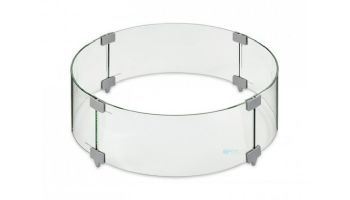 Outdoor GreatRoom Glass Wind Guard | Polished Aluminum Clips | 30" Round Tempered | GLASS GUARD-30-R