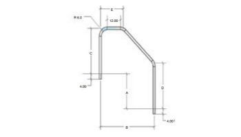 S.R. Smith 6.5" Handrail 3-Bend ADA Stainless Steel .065" | 3HR-6.5 ADA