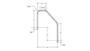 S.R. Smith 6.5" Handrail 3-Bend ADA Stainless Steel .065" | 3HR-6.5 ADA
