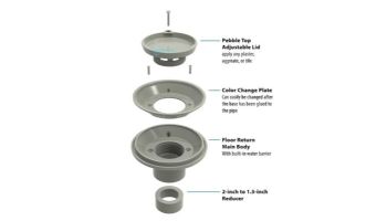 Color Match 2"S Adjustable Pebble Top Floor Inlet | Drak Gray | PTRF-05