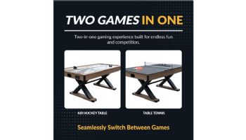 Hathaway Excalibur 6-Ft. Air Hockey Table with LED Scoring and Table Tennis Top | BG50337
