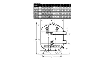 Waterco Micron SM1400 55" Commercial Vertical Sand Filter | 4" Bulkhead Connections | 16.49 Sq. Ft. 165 GPM | 22001404101NA