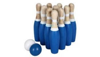 Hathaway 10-Pin Lawn Bowling Game with Solid Wood Pins and Balls | Blue/White | BG5037