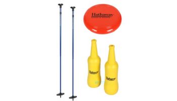 Hathaway Bottle Blast Polish Horseshoes Set with Throwing Disc | Blue and Yellow | BG5035