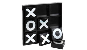 Hathaway Vintage Wooden Tic Tac Toe Set with Board | 9 Pieces | BG3149