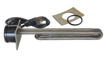 HydroQuip 11" Incoloy Flange Mounted Heater Element | 2.5" x 4" Plate with Nema Cord 36" | 2.5KW 240V | 12-1463-AC-K